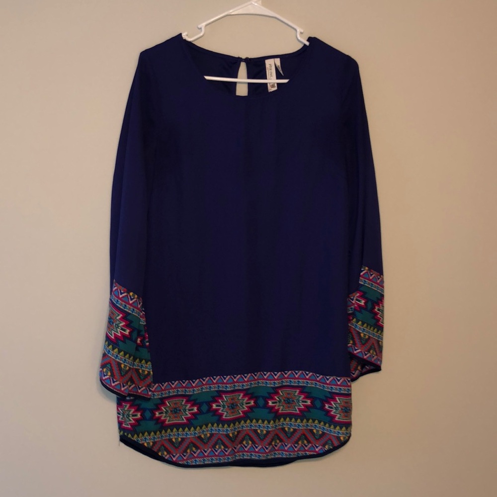 Purple and tribal print dress